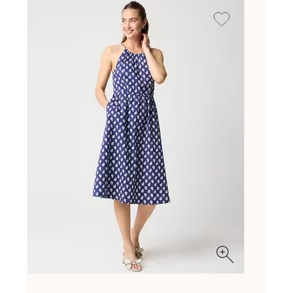 J.Crew $128 Petite strappy poplin halter dress Size P10 CK723 - Picture 1 of 8
